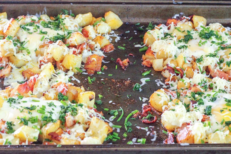Potato Bacon Sheet Pan Breakfast on sheet pan